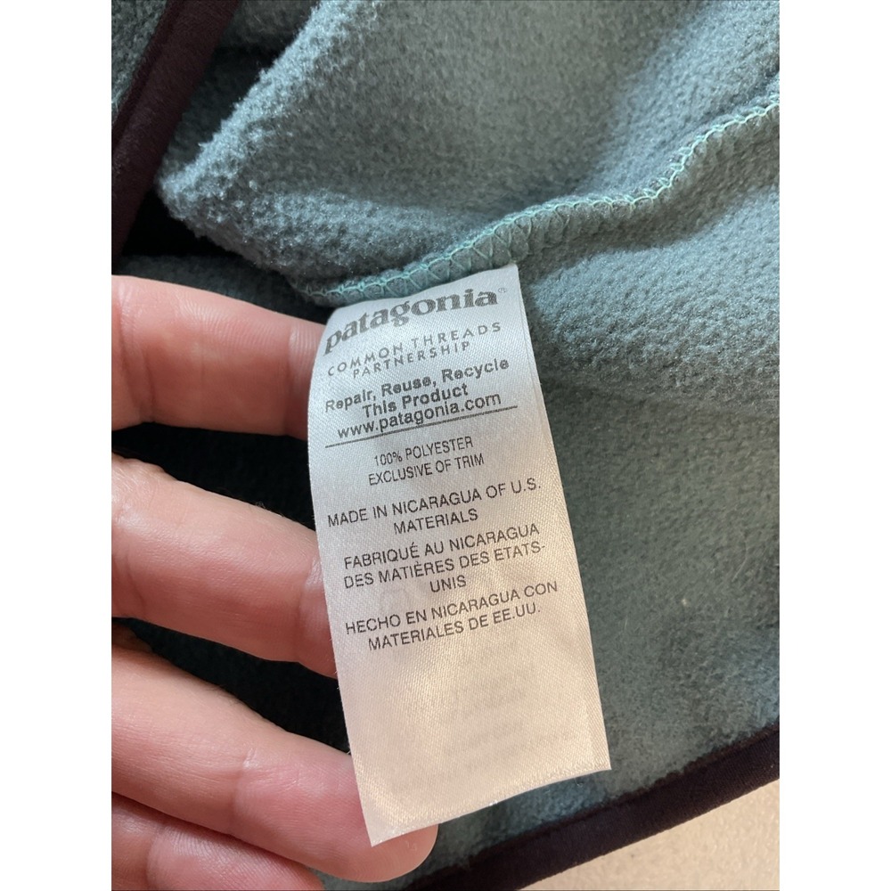 Patagonia Synchilla Womens L Teal Green Snap T Fleece Pullover Hiking Camping - Picture 10 of 11